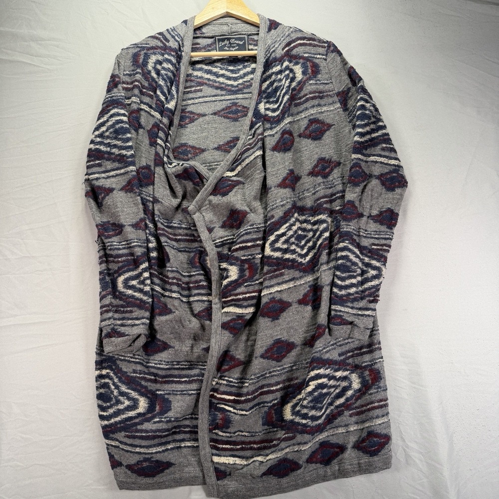 Lucky Brand Sweater Jacket Womens Small Aztec Open Front Cardigan Southwestern